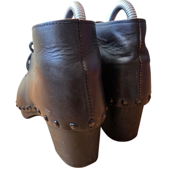 Unbranded Made In France Wooden Ankle Leather Boho Fall Winter Boots Black Sz 6 - Picture 5 of 13